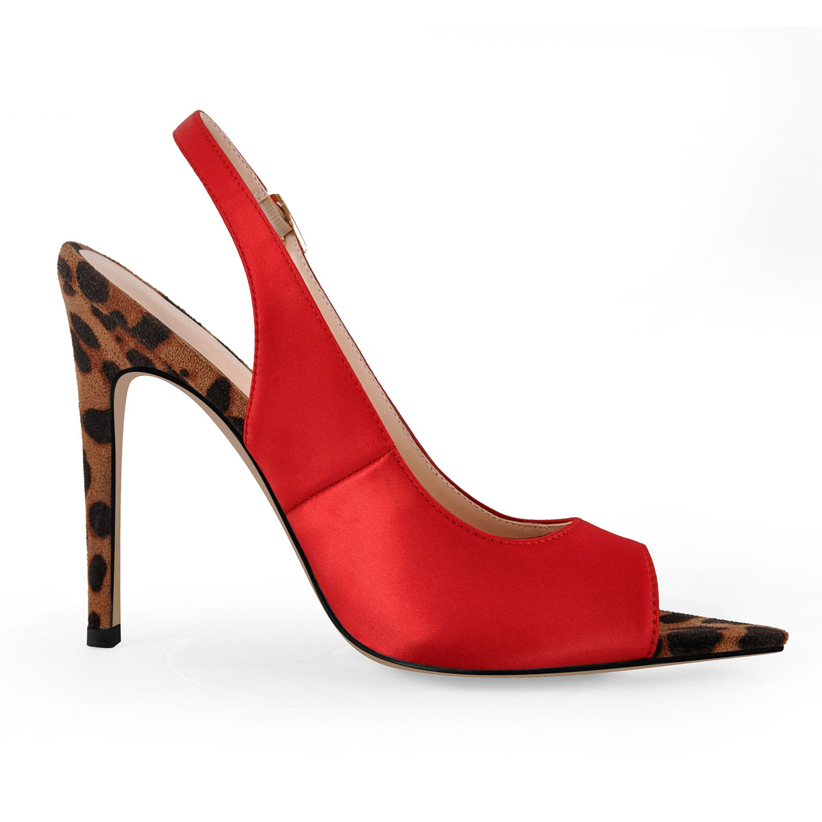 Open Toe Leopard Stiletto Slingback Sandals | Onlymaker Signature