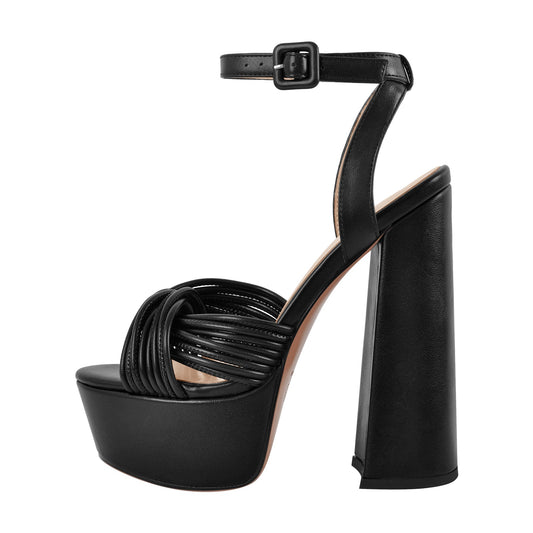 Platform Chunky Heel Ankle Strap Sandals | Onlymaker Premium
