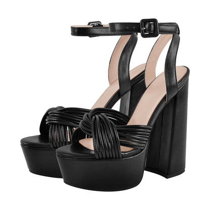 Platform Chunky Heel Ankle Strap Sandals | Onlymaker Premium