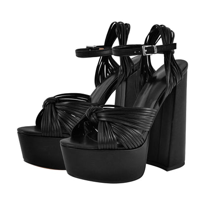 Platform Buckle Strap Chunky Heel Sandals | Onlymaker Everyday