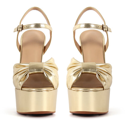 Platform Bowknot Buckle Strap Chunky Heel Sandals | Onlymaker Featured