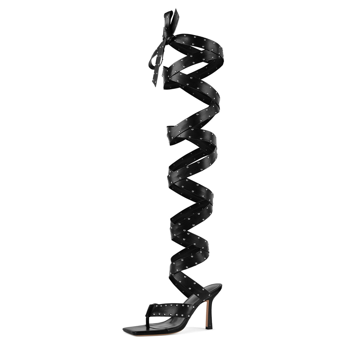Square Toe Thong Rivet Strappy Lace-up Sandals | Onlymaker Top Pick