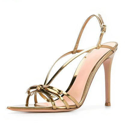 Pointed Toe Bow Slingback Stiletto Sandals | Onlymaker Best Seller