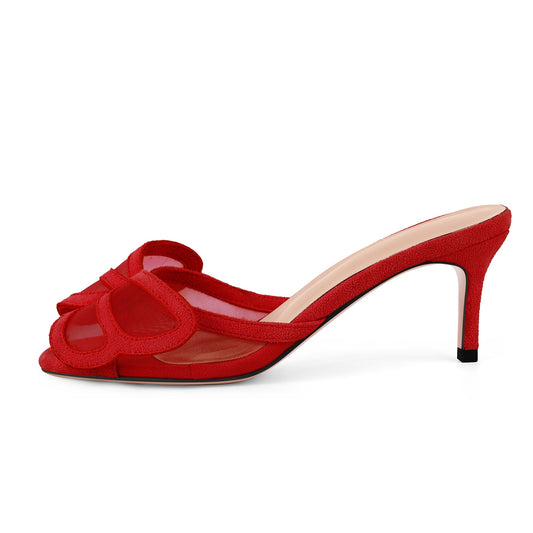 Mesh Butterfly Suede Sandals Mules | Onlymaker Hot Sale