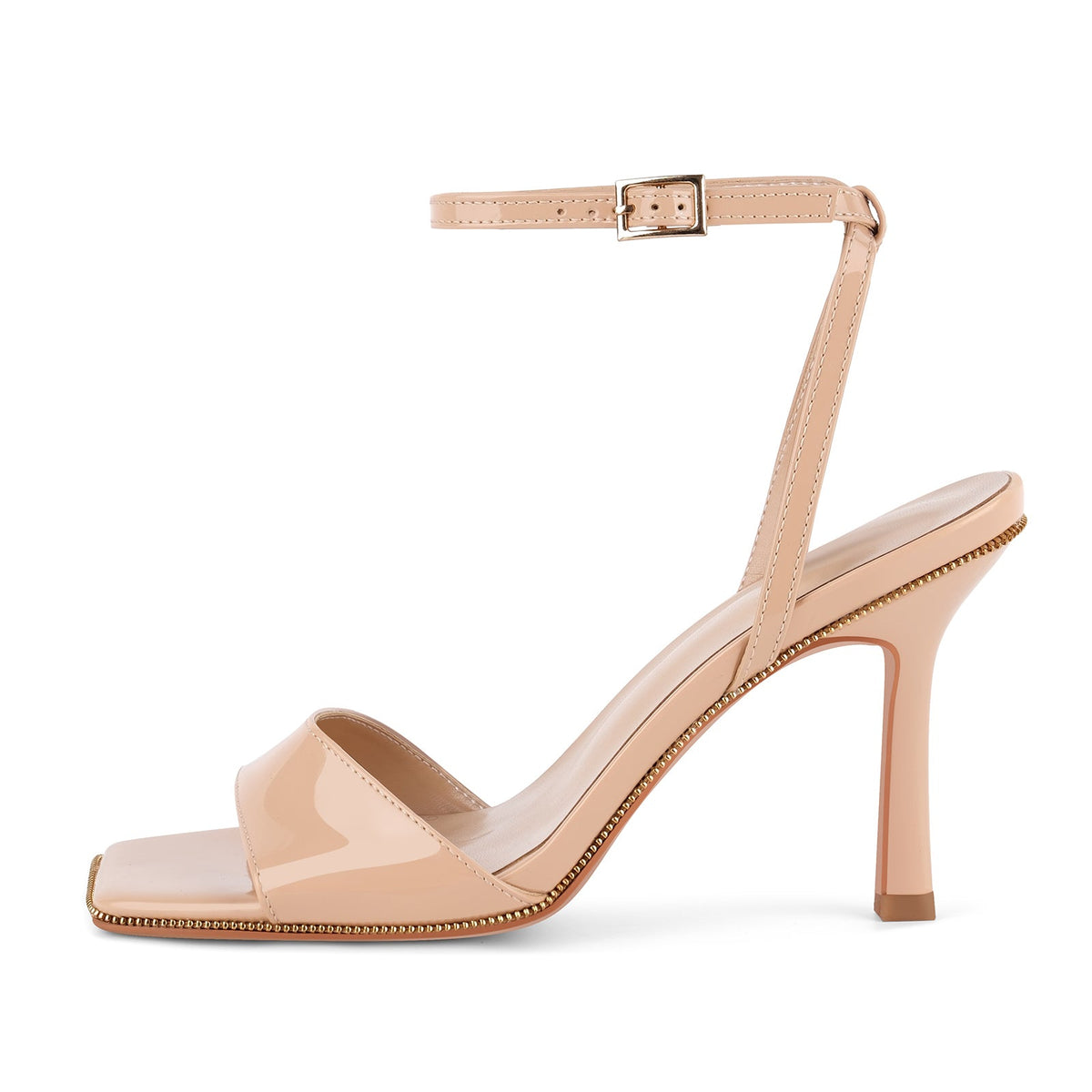 Square Toe Zipper Edge Trim Ankle Strap Sandals | Onlymaker Best Seller