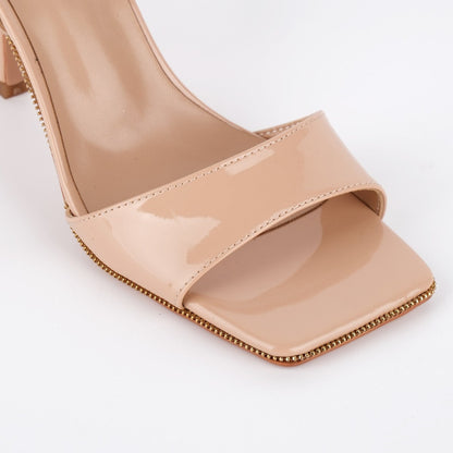 Square Toe Zipper Edge Trim Ankle Strap Sandals | Onlymaker Best Seller