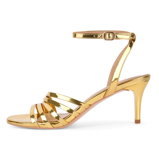 Round Toe Ankle Strap Patent Sandals | Onlymaker Recommended