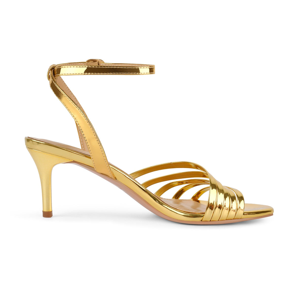 Round Toe Ankle Strap Patent Sandals | Onlymaker Recommended