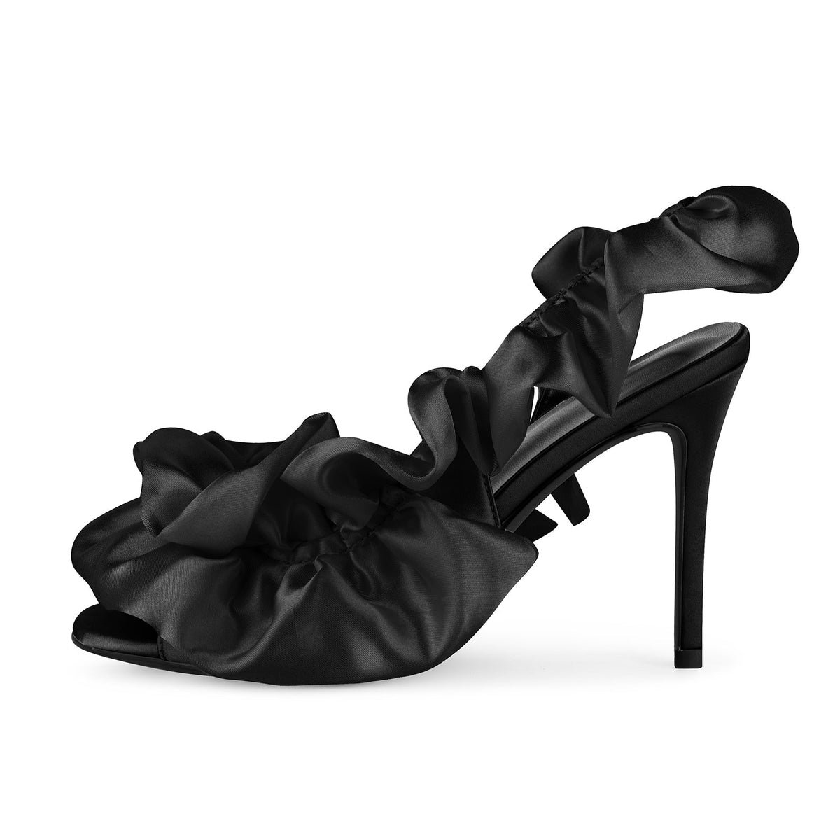 Round Toe Satin Slingback Sandals | Onlymaker Trusted