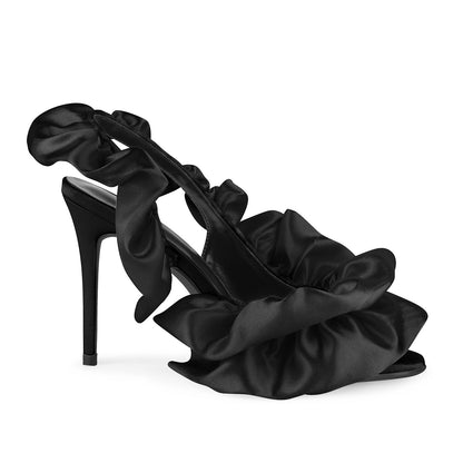 Round Toe Satin Slingback Sandals | Onlymaker Trusted