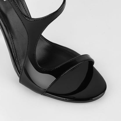 Round Toe Buckle Strap Patent Sandals | Onlymaker Smart Buy