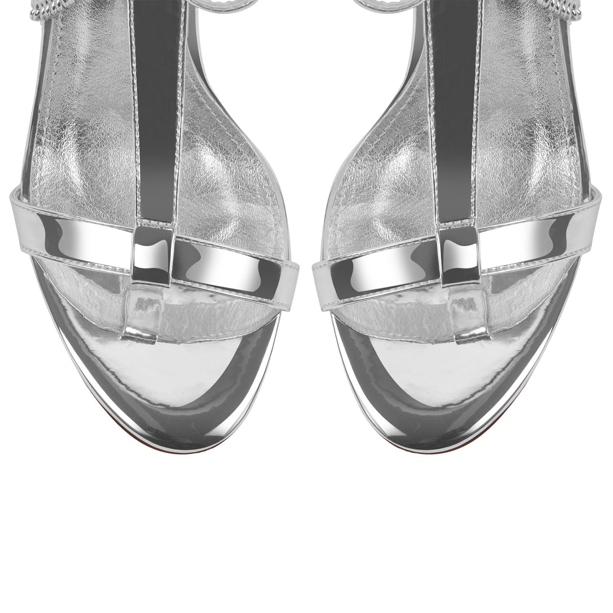 Round Toe Fur Metal Chain Lace-up Sandals | Onlymaker Value