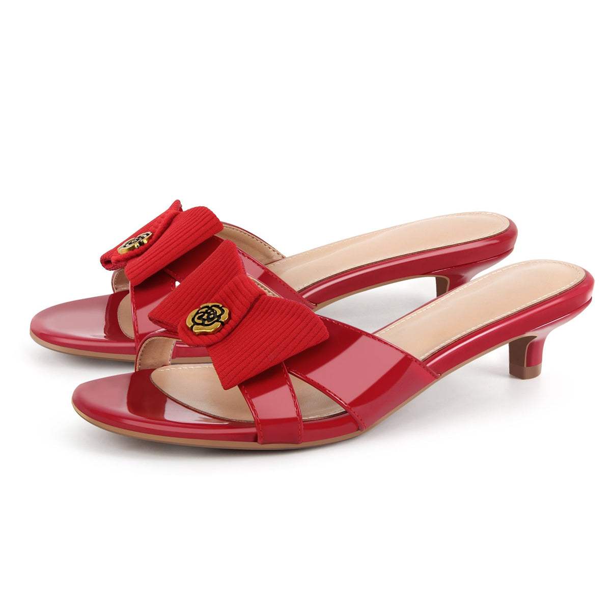 Round Toe Bow Kitten Heel Sandals Mules | Onlymaker Latest