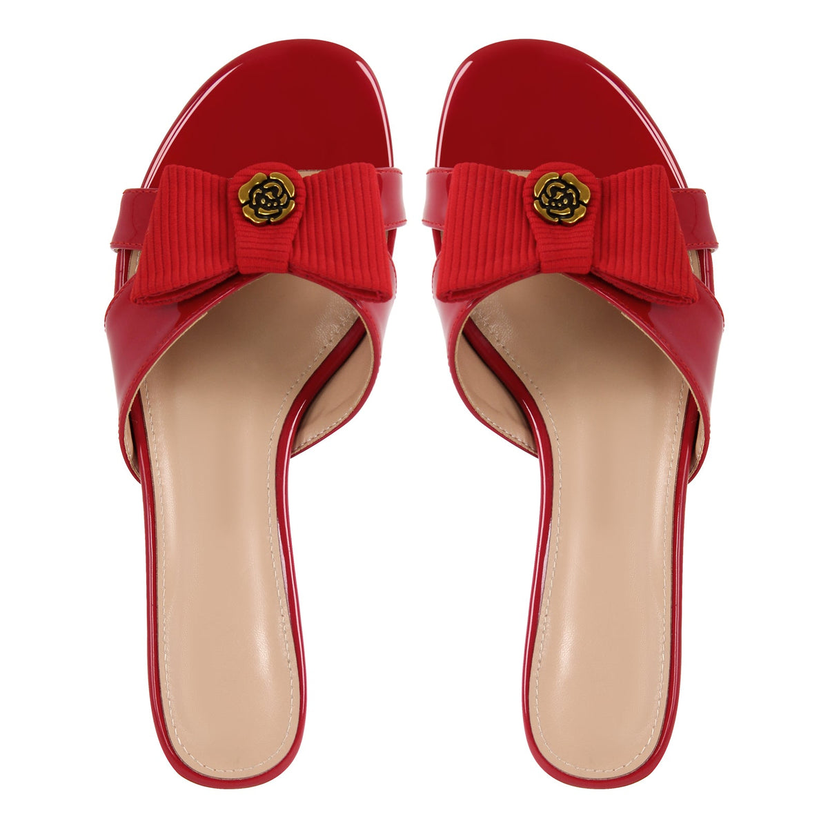 Round Toe Bow Kitten Heel Sandals Mules | Onlymaker Latest