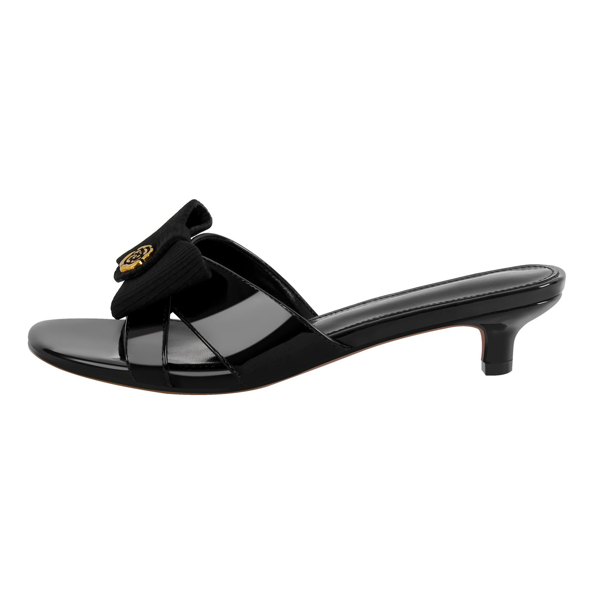 Round Toe Bow Kitten Heel Sandals Mules | Onlymaker Latest