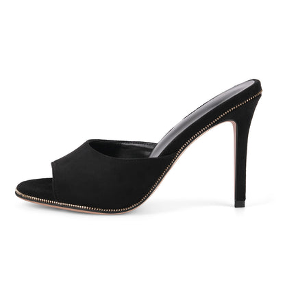 Suede Round Toe Slip On Sandals Mules | Onlymaker Customer Favorite