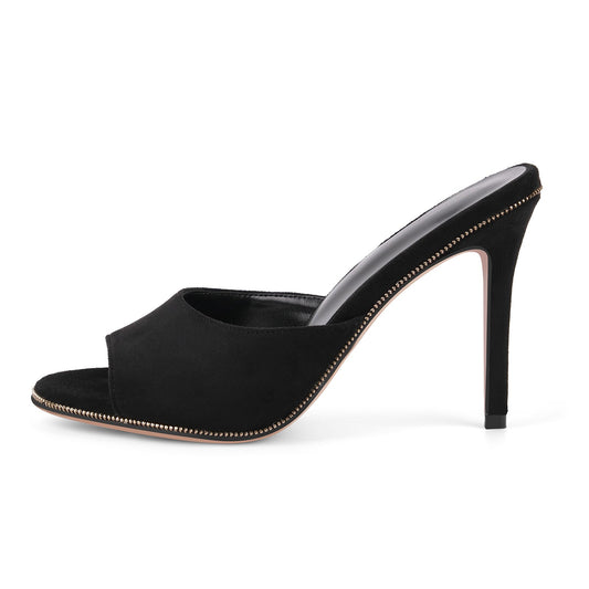 Suede Round Toe Slip On Sandals Mules | Onlymaker Customer Favorite