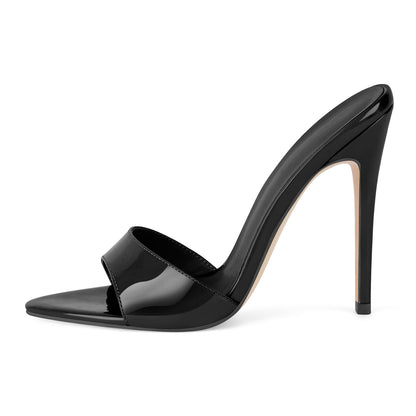Pointed Toe Patent Leather Sandals Mules | Onlymaker Best Seller