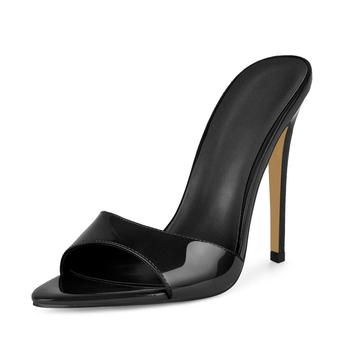 Pointed Toe Patent Leather Sandals Mules | Onlymaker Best Seller