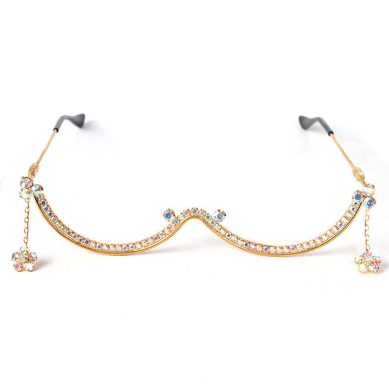 Crystal Non-Lens Decorative Sunglasses | Onlymaker Hot Sale