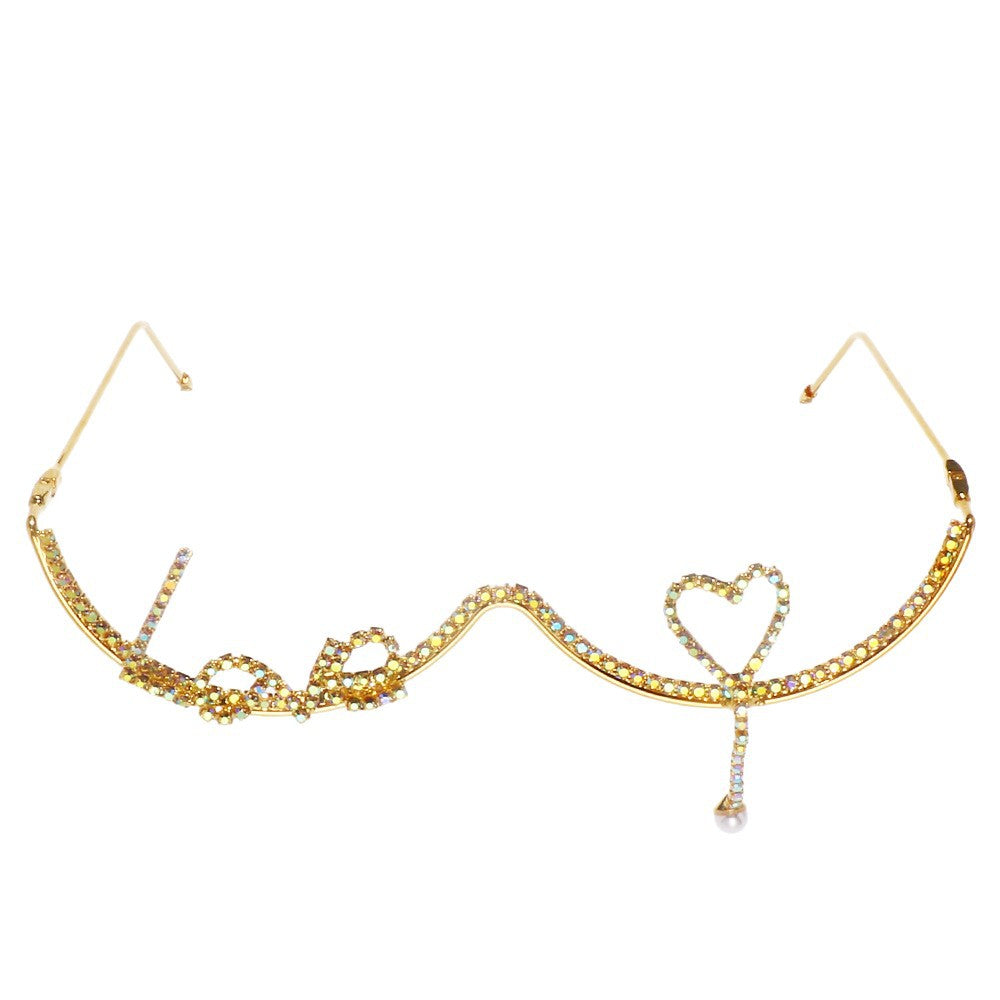 Rhinestone Love Heart Non-Lens Sunglasses | Onlymaker Trusted