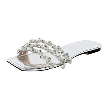 Rhinestone Straps Square Toe Flats | Onlymaker Top Pick