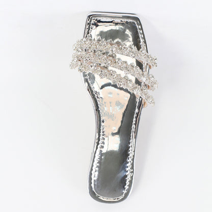 Rhinestone Straps Square Toe Flats | Onlymaker Top Pick