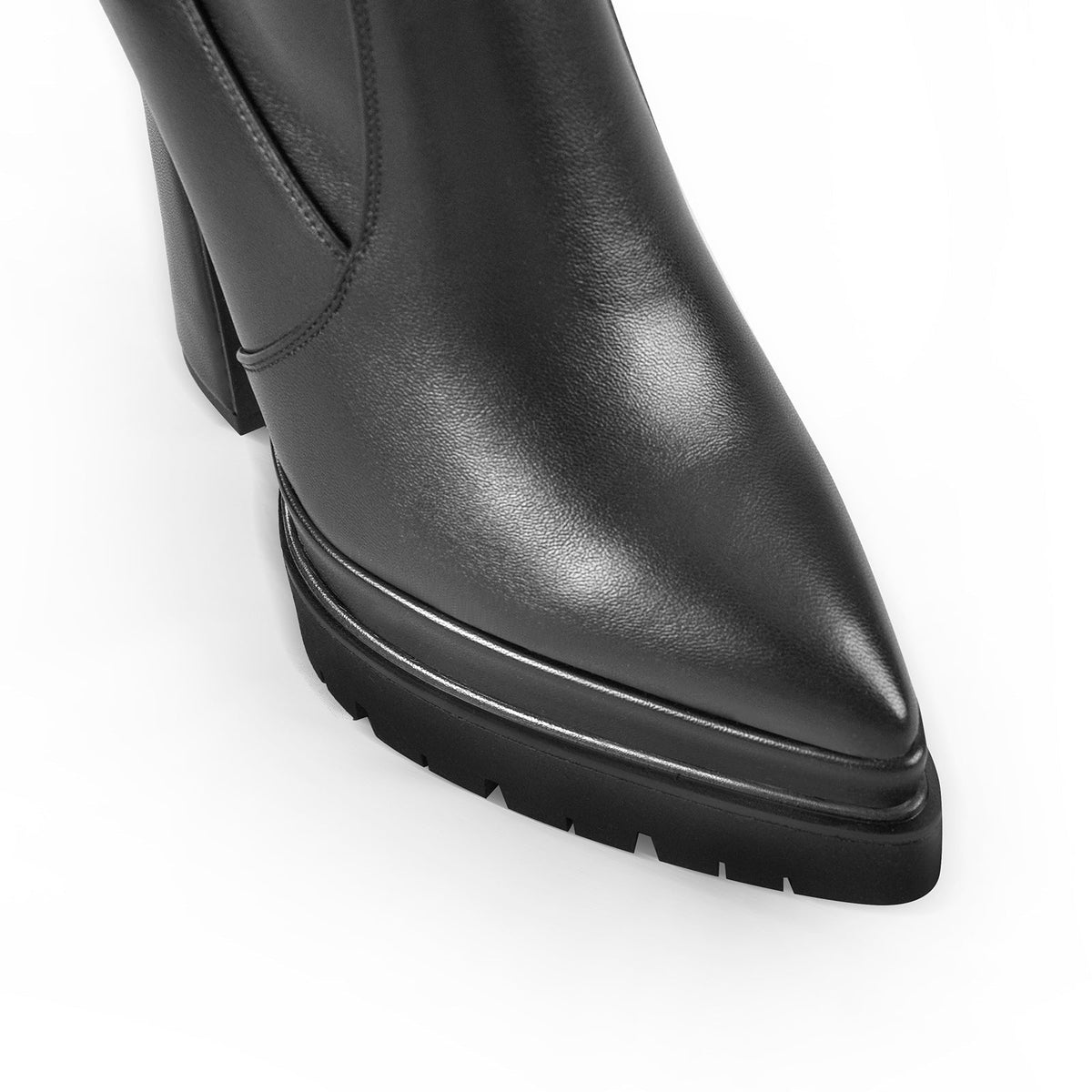 Black Pointed Toe Double Platform Knee High Boots | Onlymaker Hot Sale