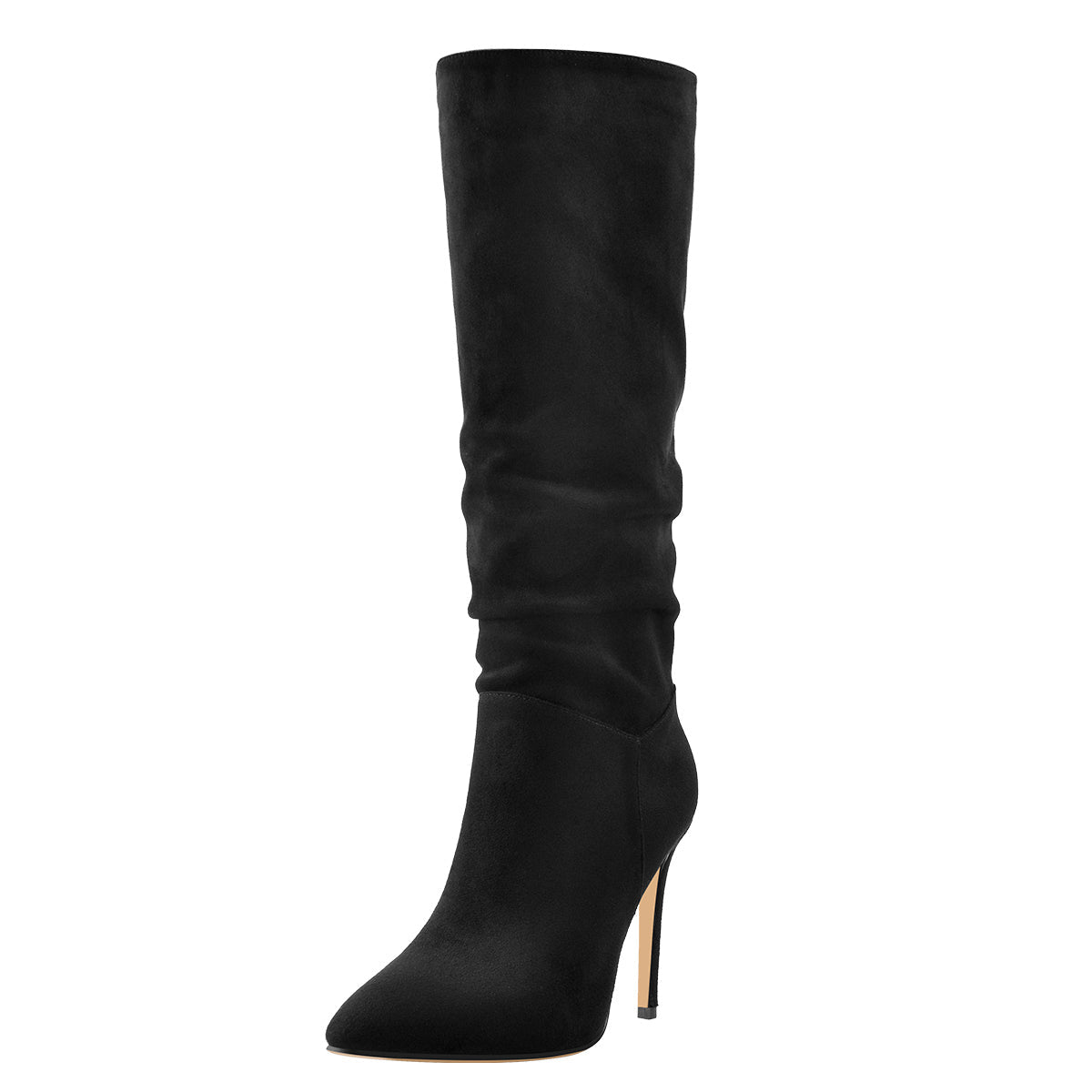 Black Pointed Toe Stiletto Suede Boots | Onlymaker Top Pick