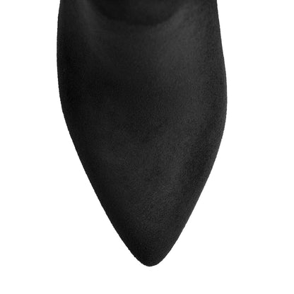 Black Pointed Toe Stiletto Suede Boots | Onlymaker Top Pick