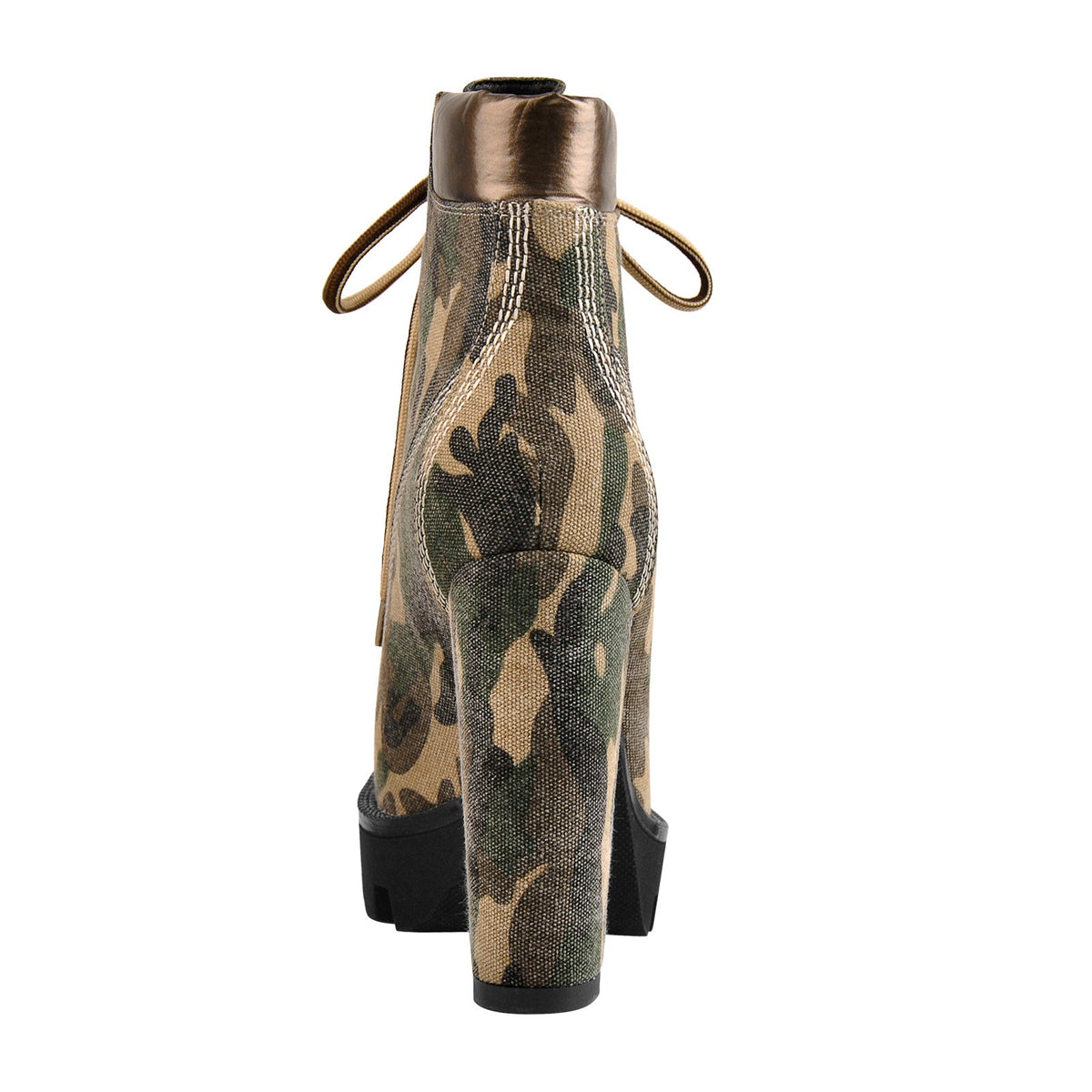 Camouflage Round Toe Platform Chunky Heels Ankle Boots | Onlymaker Featured