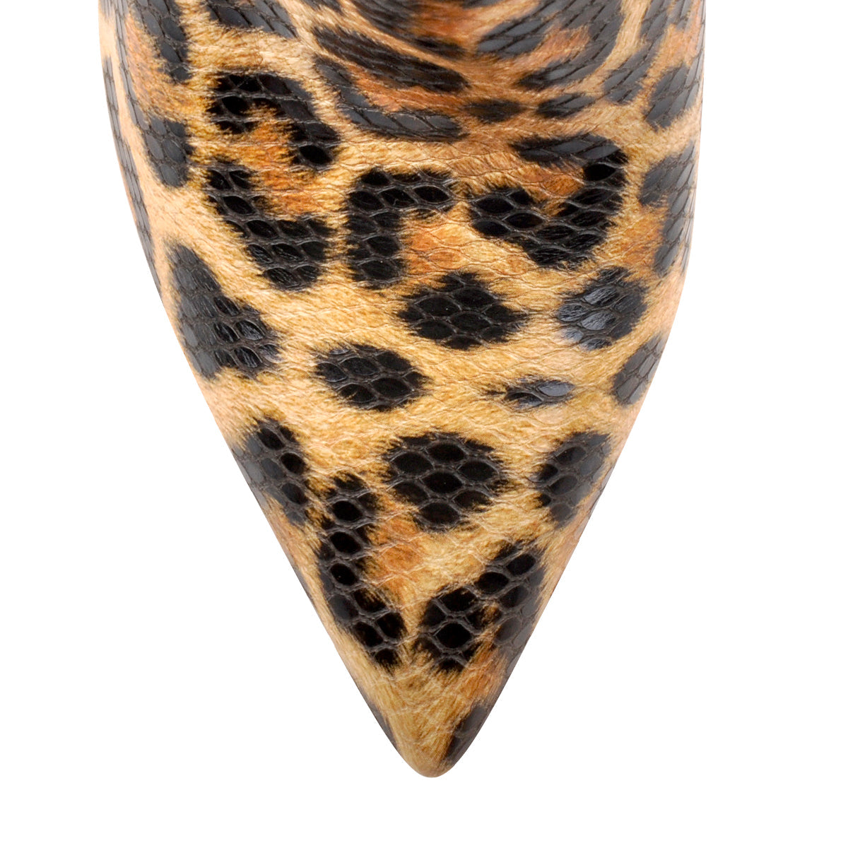 Leopard Pointed Toe High Heels Chunky Block Ankle Booties | Onlymaker Classic
