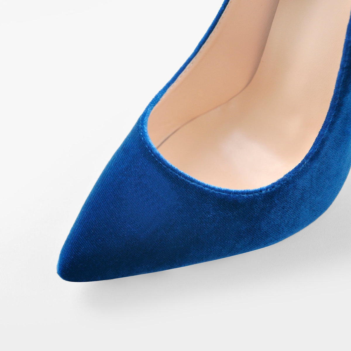 Pointed Toe Stiletto Slip-On Blue Velvet Pumps | Onlymaker Essential
