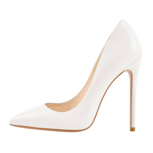 Matte White Pointed Toe Stiletto Pumps | Onlymaker Signature