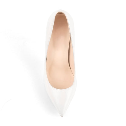 Matte White Pointed Toe Stiletto Pumps | Onlymaker Signature