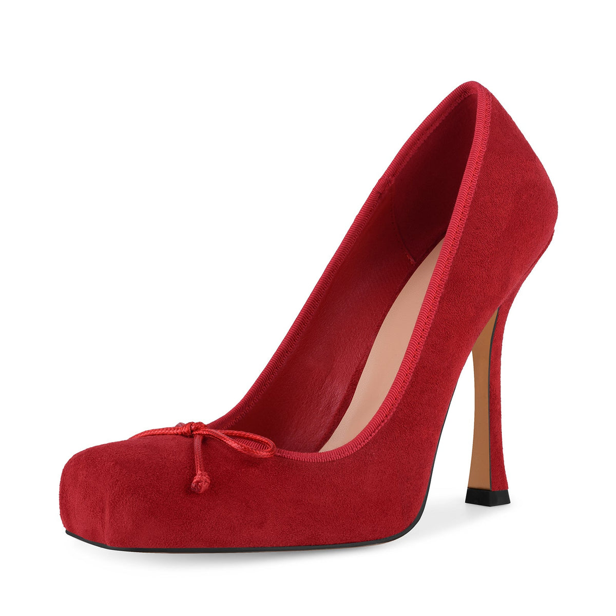 Suede Square Toe Bow Ballet Pumps | Onlymaker Essential