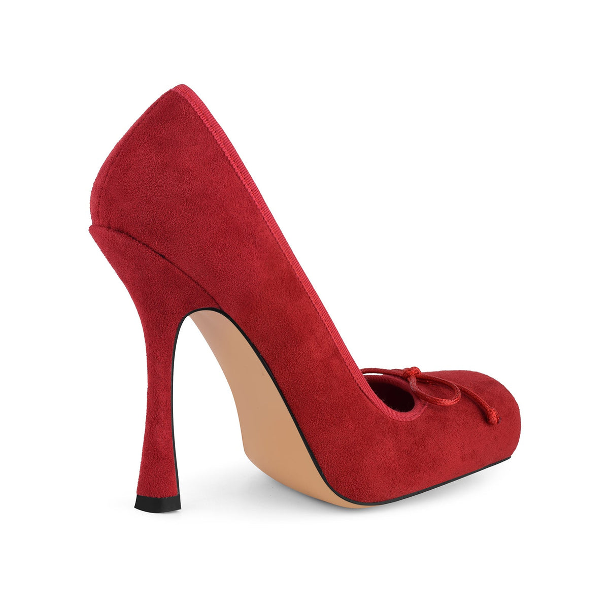 Suede Square Toe Bow Ballet Pumps | Onlymaker Essential
