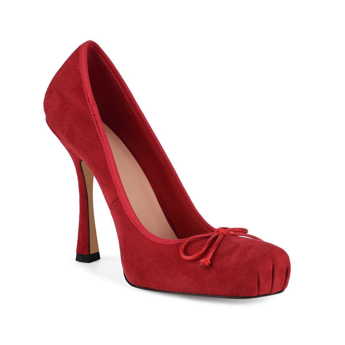 Suede Square Toe Bow Ballet Pumps | Onlymaker Essential