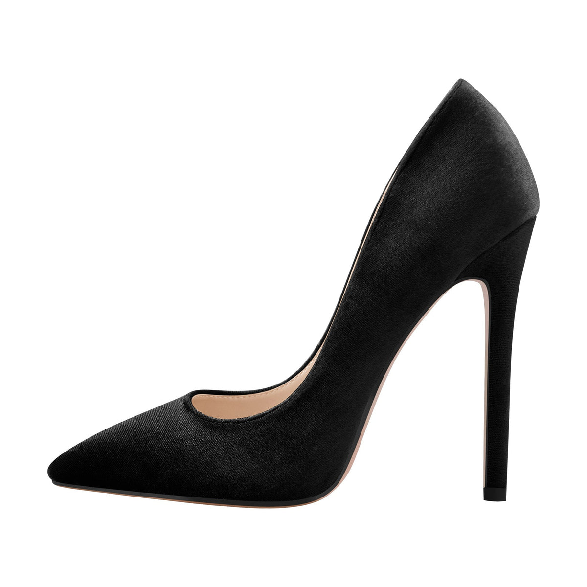 Pointed Toe Stiletto Slip-On Black Velvet Pumps | Onlymaker Customer Favorite