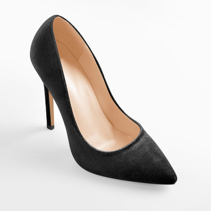 Pointed Toe Stiletto Slip-On Black Velvet Pumps | Onlymaker Customer Favorite