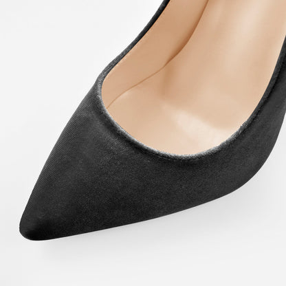 Pointed Toe Stiletto Slip-On Black Velvet Pumps | Onlymaker Customer Favorite