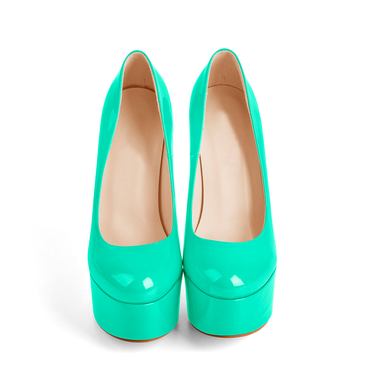 Patent Leather Rounde Toe Platform Green Stiletto High Heels Pumps | Onlymaker Smart Buy
