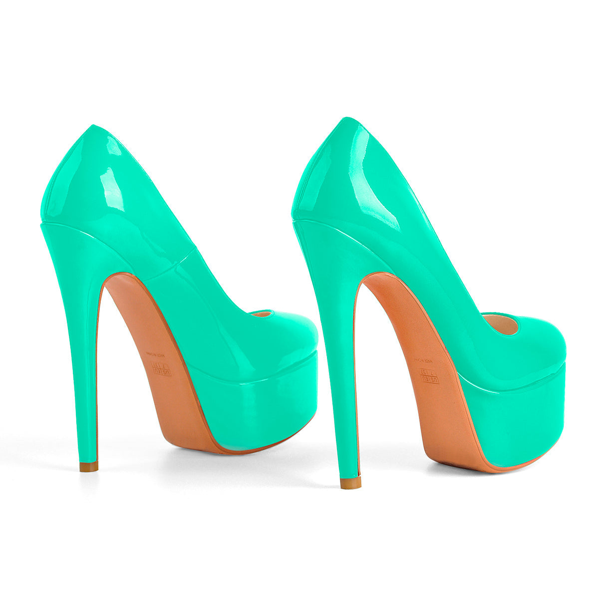 Patent Leather Rounde Toe Platform Green Stiletto High Heels Pumps | Onlymaker Smart Buy
