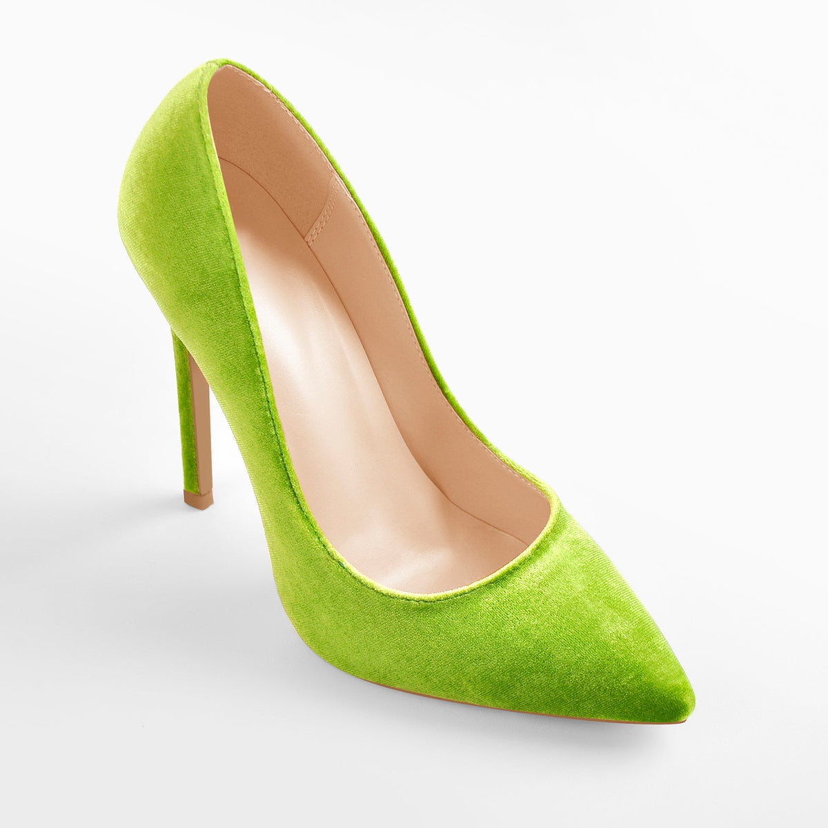 Pointed Toe Stiletto Slip-On Green Velvet Pumps | Onlymaker Recommended
