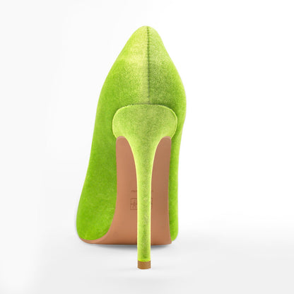 Pointed Toe Stiletto Slip-On Green Velvet Pumps | Onlymaker Recommended