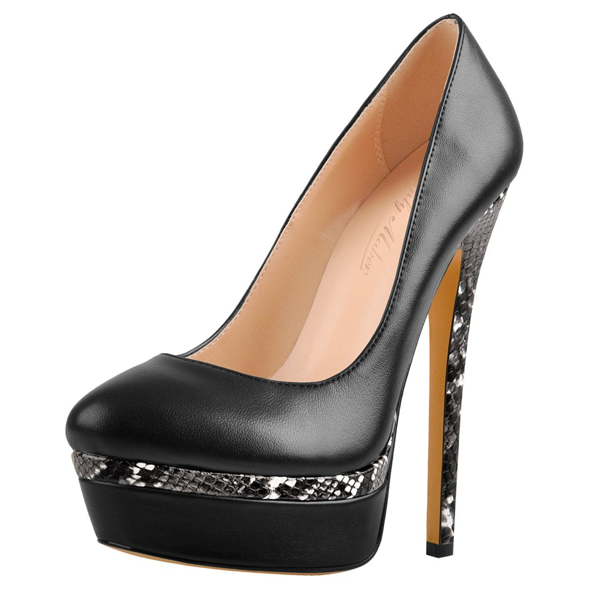 Snake Pattern Double Platform Stiletto Pumps | Onlymaker Great Value
