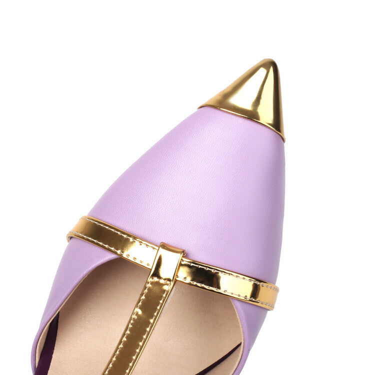 Pointed Toe Bow Ankle T-Strap High Heels | Onlymaker New