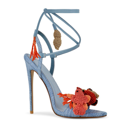 Round Toe Woven Embellished Ankle Strap Sandals | Onlymaker Value