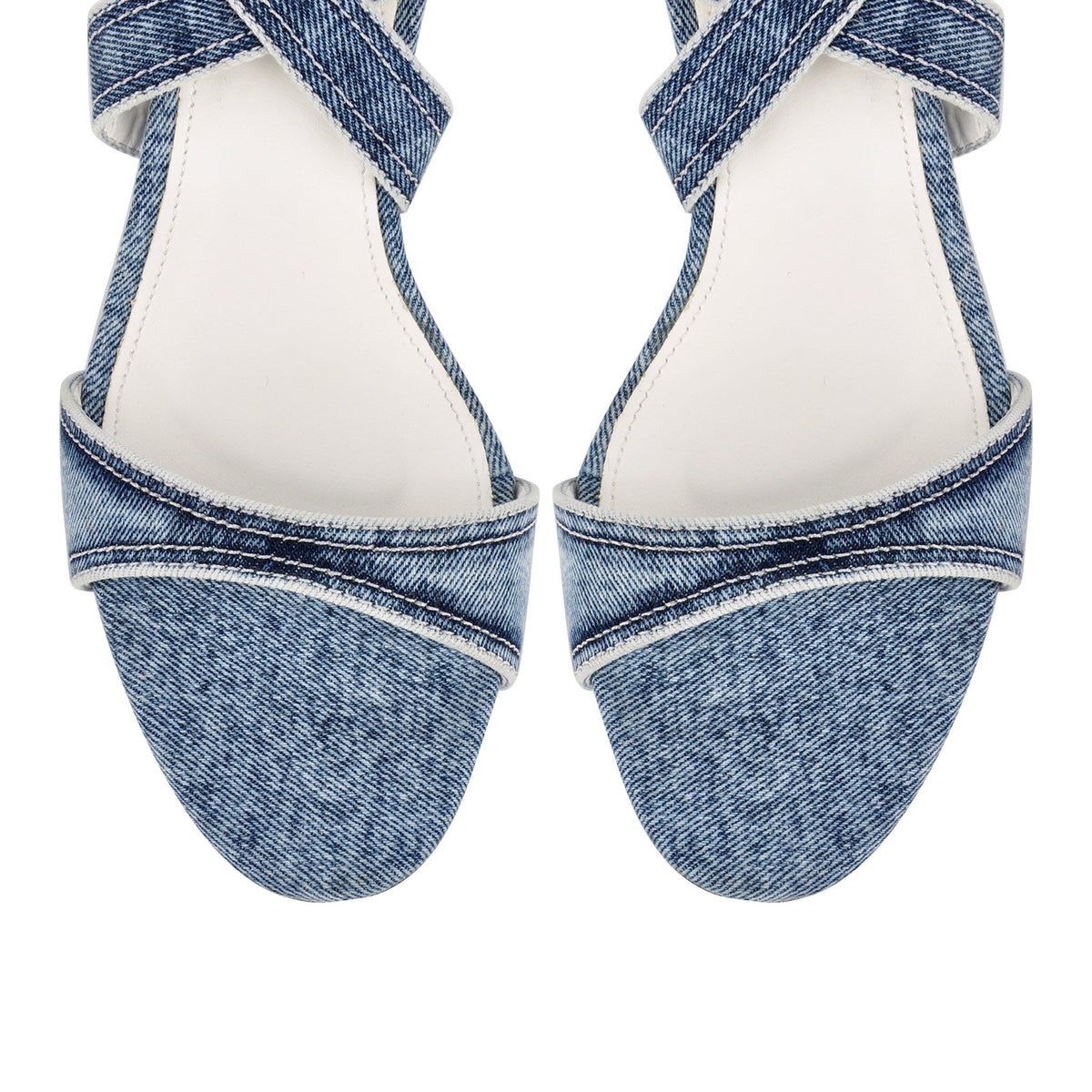 Round Toe Denim Cross Ankle Strap Sandals | Onlymaker Discount