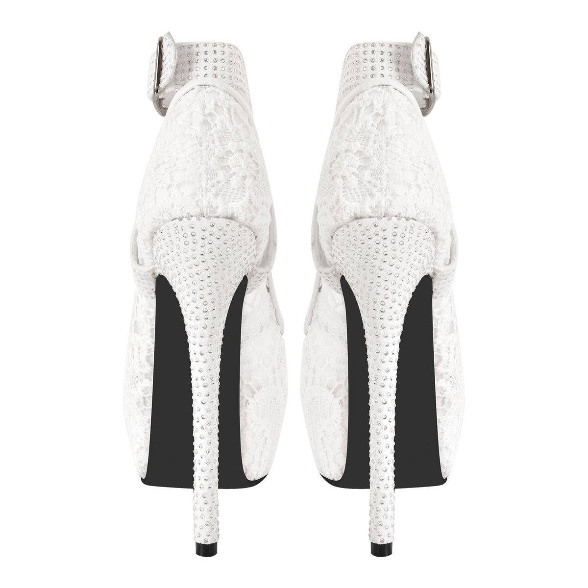 Peep Toe Platform Criss Cross Strap Mesh High Heels | Onlymaker Exclusive
